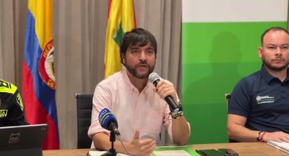 El alcalde de Barranquilla, Jaime Pumarejo, durante un mensaje a medios el lunes por la mañana.