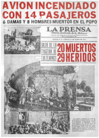 Portada de 'La Prensa', con el accidente de aviación que inspiró 'El avionazo'