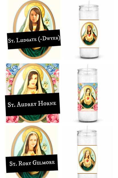 De hombres problemáticos a 'santas' catódicas. Velas con las caras de Ludgate (Parks and Recreation), Audrey Horne (Twin Peaks) o Rory Gilmore (Las chicas Gilmore), disponibles en Etsy por unos 10 euros cada una.