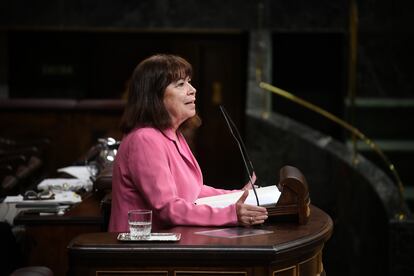 La presidenta del PSOE, Cristina Narbona, este martes en el Congreso de los Diputados.