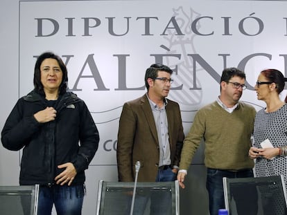 Desde la izquieda, Rosa P&eacute;rez, Jorge Rodr&iacute;guez, Emili Altur y Maria Josep Amig&oacute;, miembros del Gobierno de la Diputaci&oacute;n de Valencia.