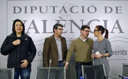 Desde la izquieda, Rosa Pérez, Jorge Rodríguez, Emili Altur y Maria Josep Amigó, miembros del Gobierno de la Diputación de Valencia.