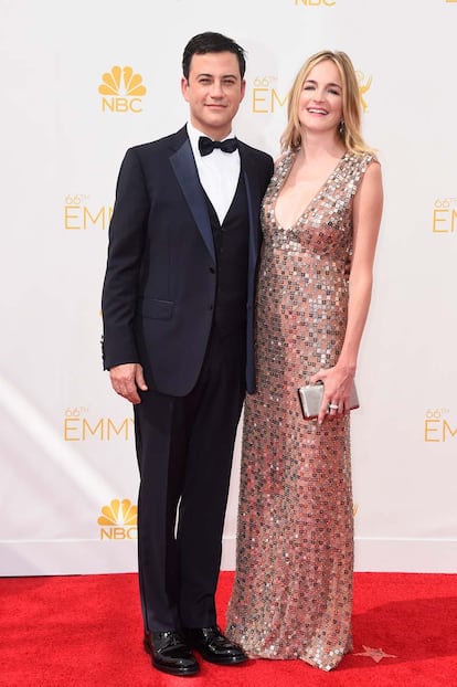 El presentador Jimmy Kimmel junto a su mujer Molly McNearney.