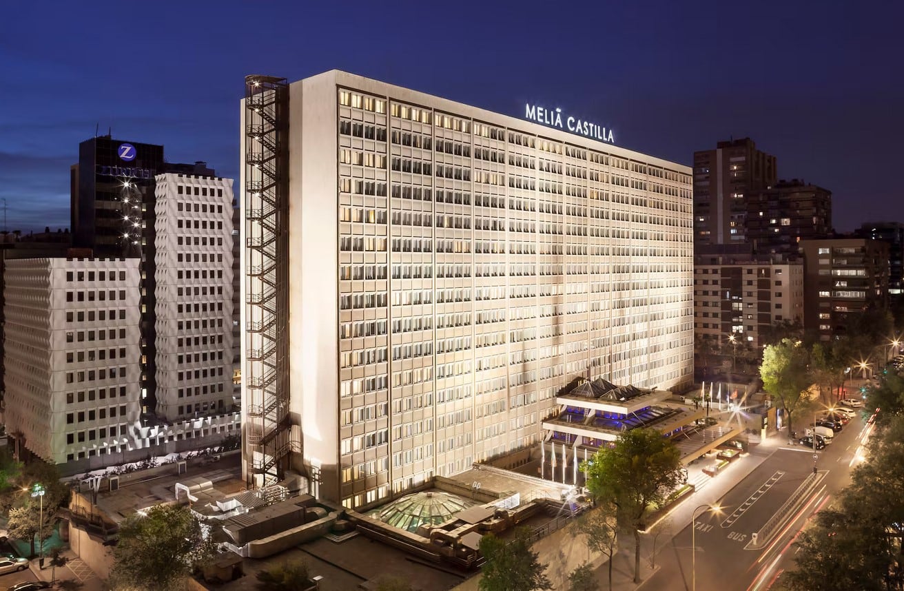 Vista aérea del hotel Meliá Castilla en Madrid. Foto cedida por la empresa