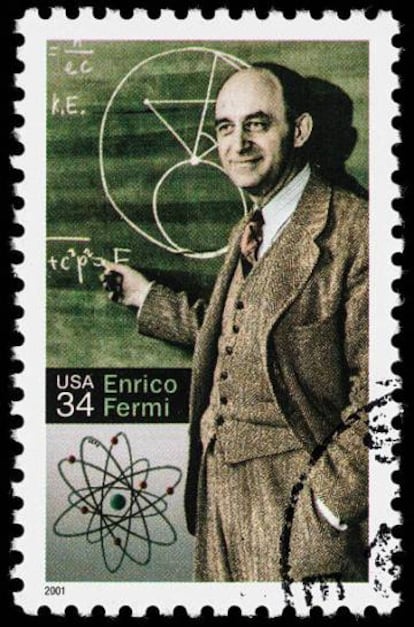 Sello conmemorativo de Enrico Fermi.