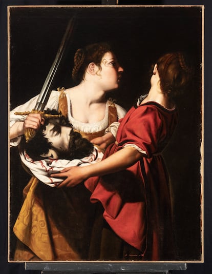'Judit y su sirvienta con la cabeza de Holofernes (c. 1605-1612)', Orazio Gentileschi. Óleo sobre lienzo. Donación Óscar Alzaga.