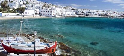 Vista del puerto de Mikonos.