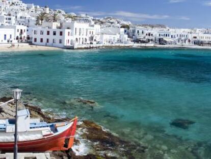 Vista del puerto de Mikonos.