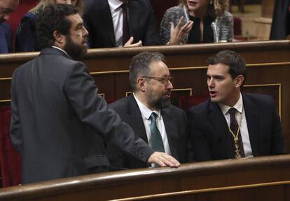 Miguel Guti&eacute;rrez, Juan Carlos Girauta y Albert Rivera. 