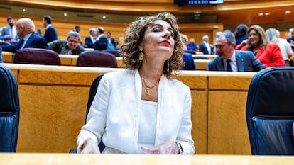 La vicepresidenta primera y ministra de Hacienda, María Jesús Montero, comparece en el Senado para dar cuentas sobre la financiación singular.