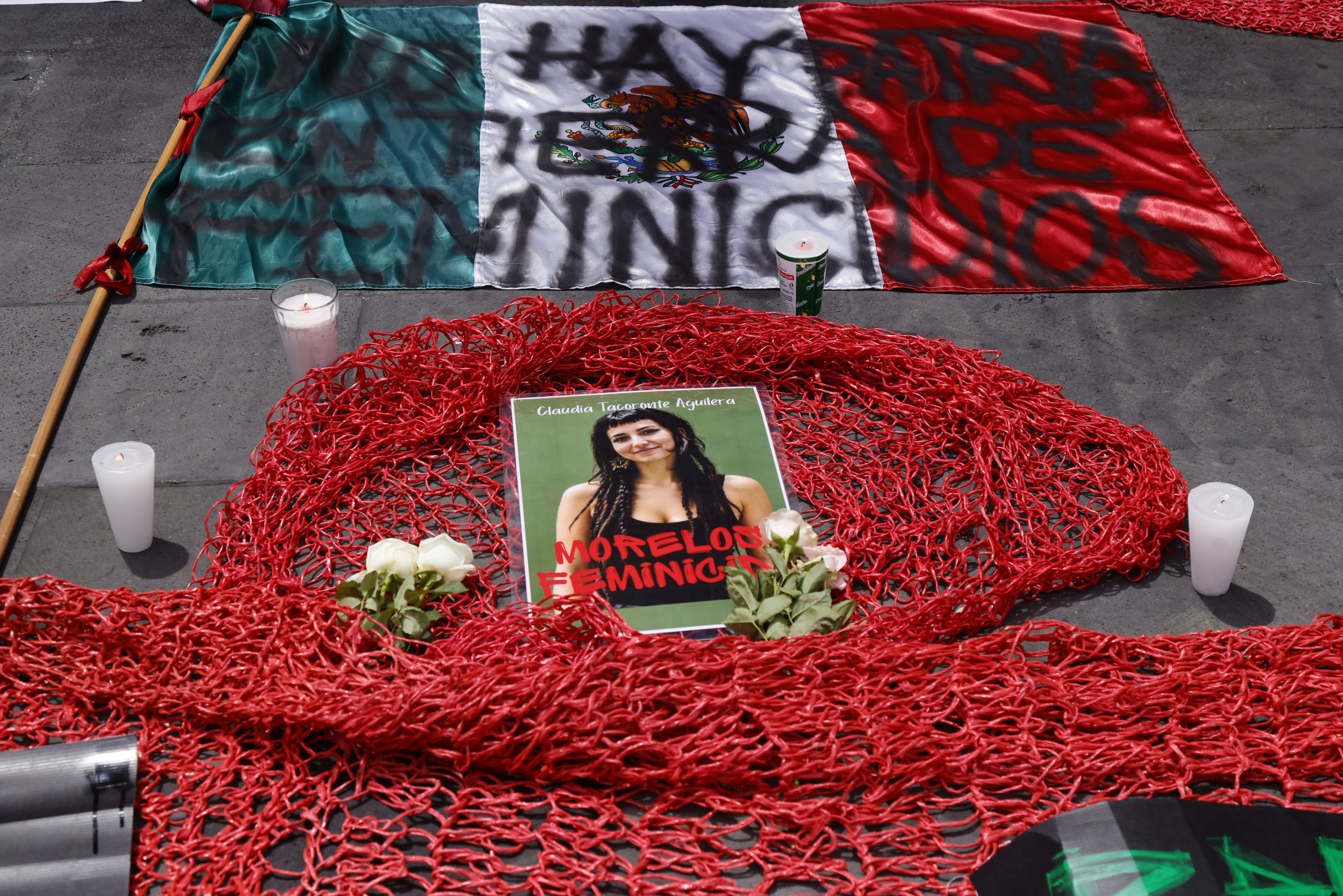 Un retrato de Claudia Tacoronte, en la marcha de estudiantes en protesta por el feminicidio.