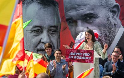 Macarena Olona, dirigente de Vox, en un acto en Sevilla el pasado lunes 28.