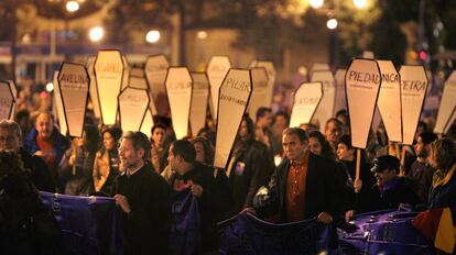 Manifestación en Valencia contra la violencia de género.