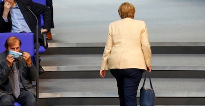 Angela Merkel esta semana en su última sesión en el Parlamento alemán tras 16 años como canciller.