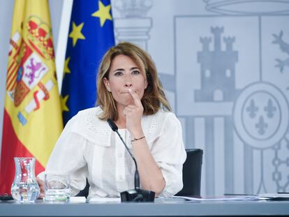 Raquel Sánchez, durante una rueda de prensa en el Palacio de la Moncloa, el pasado día 8.