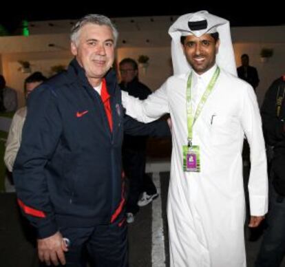 El presidente Al-Khelaifi y el técnico Ancelotti.