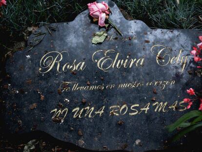 Placa en recuerdo de Rosa E. Cely, víctima de violencia machista.