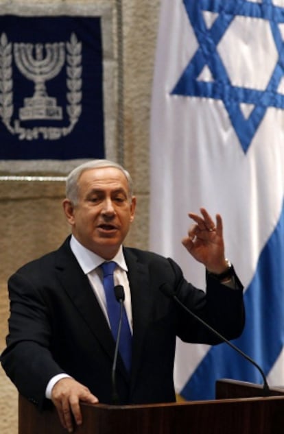 Netanyahu, durante su discurso.