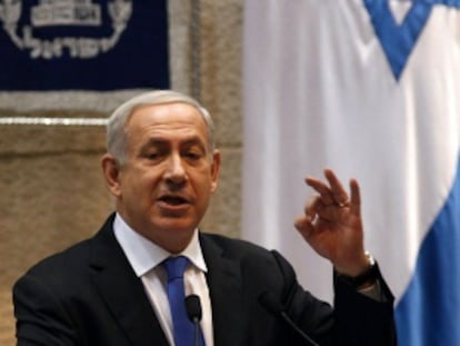 Netanyahu, durante su discurso.