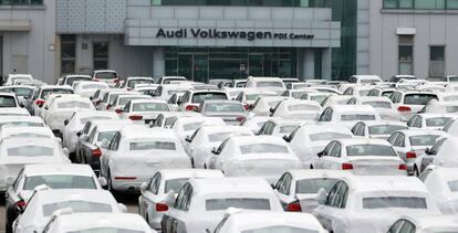 Coches del grupo Volkswagen, en un centro de inspecci&oacute;n en Corea del Sur.