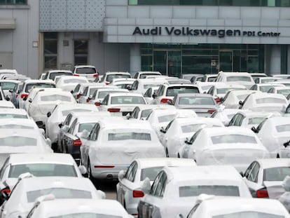 Coches del grupo Volkswagen, en un centro de inspección en Corea del Sur.