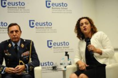 Carlos Gómez López de Medina, comandante jefe del Mando Conjunto de Ciberdefensa y María del Mar López, secretaria del Consejo General de Ciberseguridad.