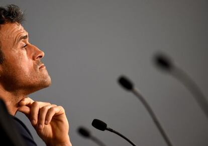 Luis Enrique, durante la rueda de prensa
