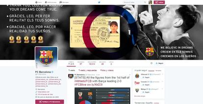 Captura de la cuenta de Twitter, en inglés, del FC Barcelona, con 16.6 millones de seguidores.