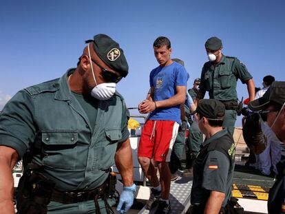 Emigrants arrestados al Arxipèlag de Cabrera el 2014.