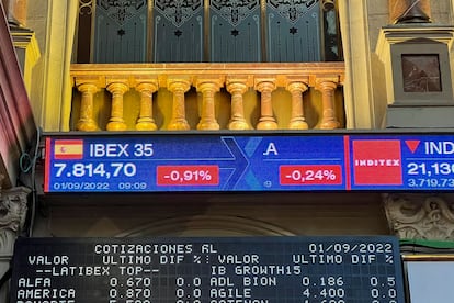 Imagen de la evolución del Ibex 35 en la Bolsa de Madrid.