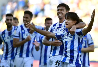 Takefusa Kubo celebra su gol ante el Cádiz en la primera jornada de Liga.