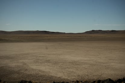 Una laguna completamente seca en el Parque Patagonia.