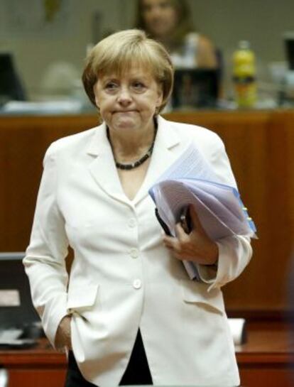 La canciller alemana Angela Merkel durante la segunda jornada de la cumbre de la UE en Bruselas.