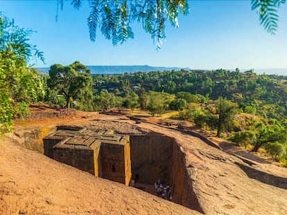 Iglesia monolítica excavada en la roca de San Jorge (Bete Giyorgis), patrimonio mundial de la UNESCO.