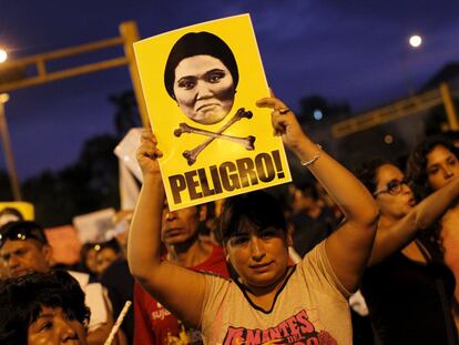 Una de las protestas contra la candidata presidencial Keiko Fujimori.