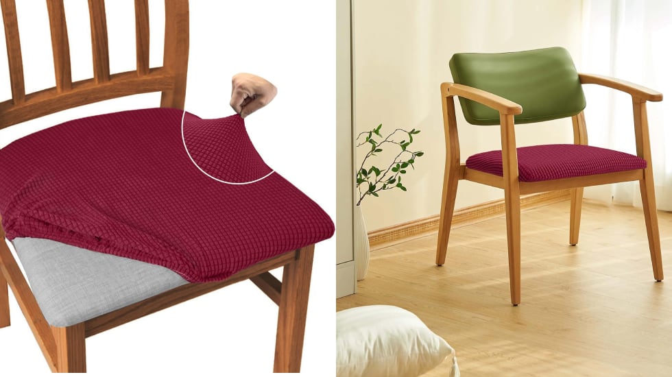 Juego de cuatro fundas para las sillas de comedor.