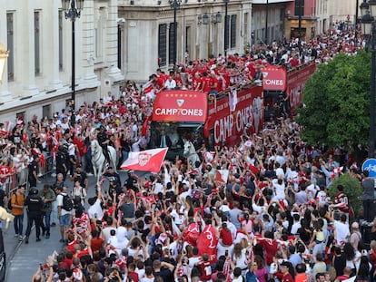 El Sevilla celebra su séptima Europa League, en imágenes