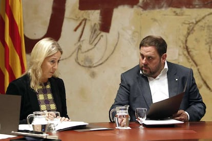 Munté i Junqueras a la reunió del Govern.