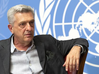 Filippo Grandi, alto comisionado de la ONU para los refugiados, el jueves, en la presentación del informe de tendencias globales sobre desplazamiento forzoso.