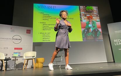 La sumiller y activista Ashtin Berry durante su charla en el congreso celebrado en la capital mallorquina a finales del mes de octubre.