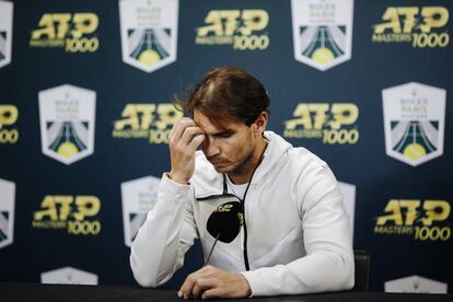 Nadal, durante la rueda de prensa en París-Bercy.