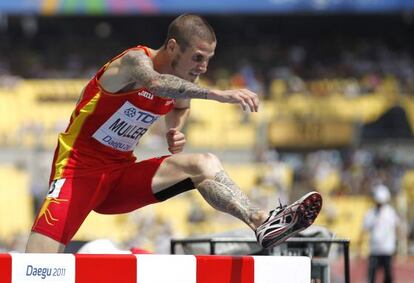 Ángel Mullera, durante los 3.000 metros obstáculos, en el Mundial de Daegu.