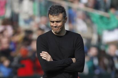 Luis Enrique, en el &uacute;ltimo partido de Liga, ante el Betis. 