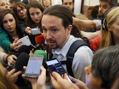 El l&iacute;der de Podemos, Pablo Iglesias, en el Congreso. 