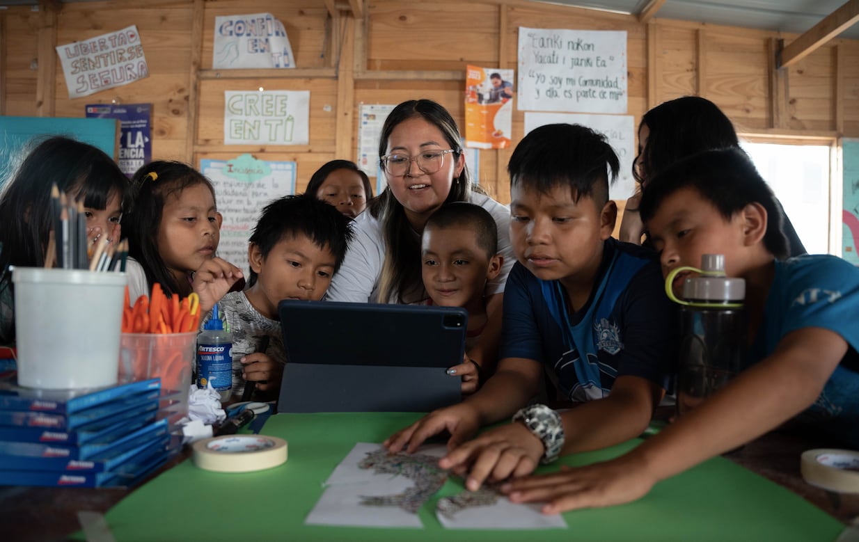 Taller de 'stop motion' en la comunidad shipibo-konibo, Colombia.