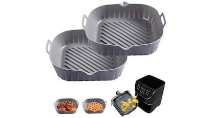 Set de 2 Bandejas Cuadrados para Air Fryer o Horno | Sin Aceite (Cuadrado)