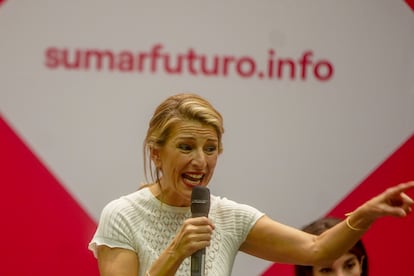 La vicepresidenta segunda del Gobierno, Yolanda Díaz, durante un acto de Sumar en Andalucía, el pasado día 19 en Sevilla.
