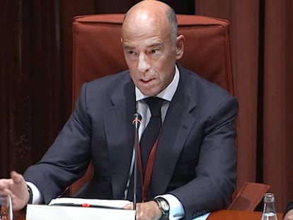 Gustavo Buesa, durante su comparecencia en el Parlament.