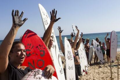 Concentració a la platja de Can Pere Antoni, a Palma, contra les prospeccions, l'octubre passat.