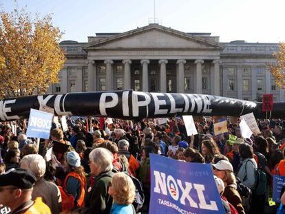 Protesta contra la construcción del Keystone XL el pasado noviembre en Washington.